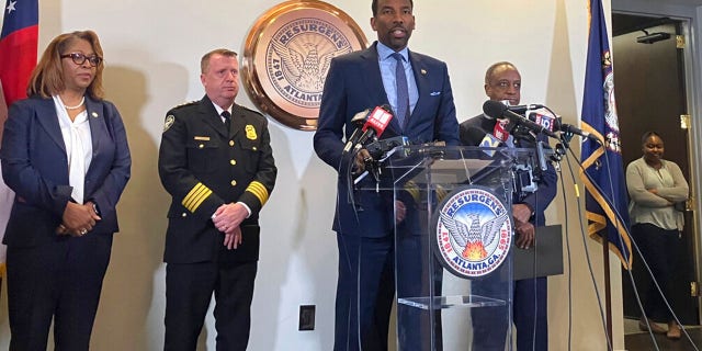 Atlanta Mayor Andre Dickens speaks during a news conference at City Hall on Tuesday, Jan. 31, 2023, in Atlanta.