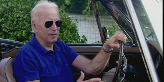 Joe Biden sits in Corvette in 2020