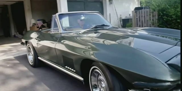 Joe Biden backs his Corvette into a garage in a campaign video released Aug. 5, 2020.