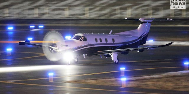 A plane carrying Bryan Kohberger is lands in Pullman, Washington on Wednesday, January 4, 2023. Kohberger has been extradited from Pennsylvania to face charges for the murder of four University of Idaho students in November last year.