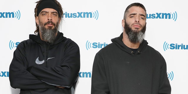 Wrestlers Jay Briscoe and Mark Briscoe of The Briscoe Brothers visit SiriusXM studios on April 4, 2019 in New York City. 