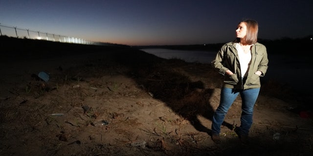 Alabama U.S. Senator Katie Britt (R) stands at the southern border outside Eagle Pass, Texas.