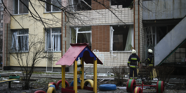 The crash happened near a kindergarten in Brovary, a suburb on the outskirts of Kyiv, Ukraine.