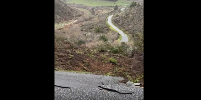 The road collapse happened in San Mateo County on Saturday, Jan. 14.