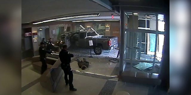 A Grand Junction Police Department spokesperson said that Nathan Chacon drove his 2007 Chevrolet Silverado into the lobby of the police station on Wednesday afternoon at around 12:30 p.m., adding that "miraculously" no one was hurt.