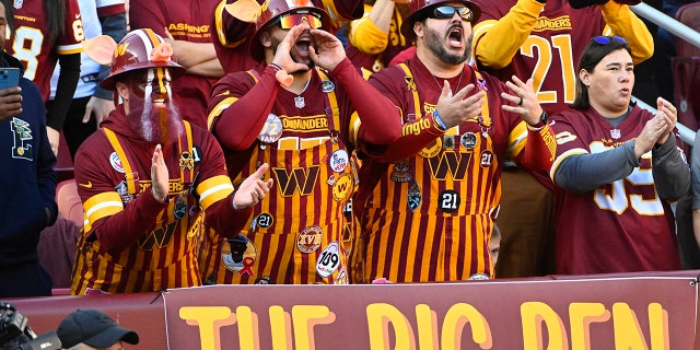 January 1, 2023;  Landover, Maryland, United States;  Washington Commanders fans cheer on the Cleveland Browns during the first half at FedExField. 