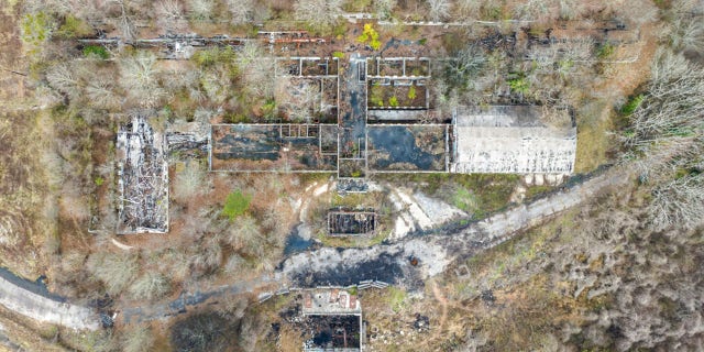 In this aerial view, a building sits on land owned by the city of Atlanta Jan. 26, 2023, in unincorporated DeKalb County.