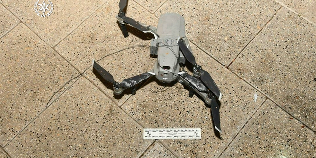 A drone confiscated by the Tel Aviv police as part of a covert operation that uncovered two additional drones and explosives that may have been related to gang activity.