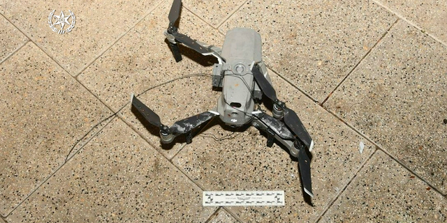 A drone confiscated by the Tel Aviv police as part of a covert operation that uncovered two additional drones and explosives that may have been related to gang activity.