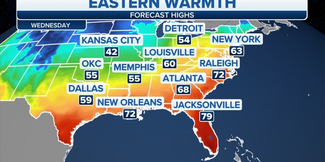 Record warmth is expected across the eastern U.S.