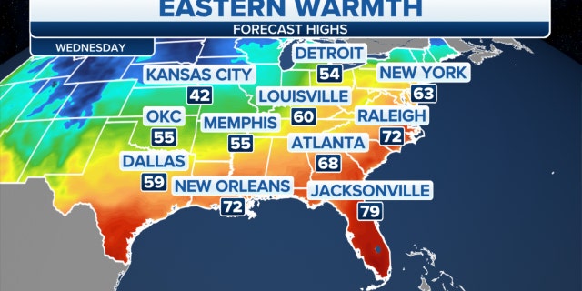 Record warmth is expected across the eastern U.S.