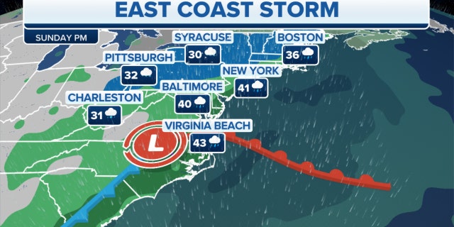 The storm on the East Coast through Sunday night