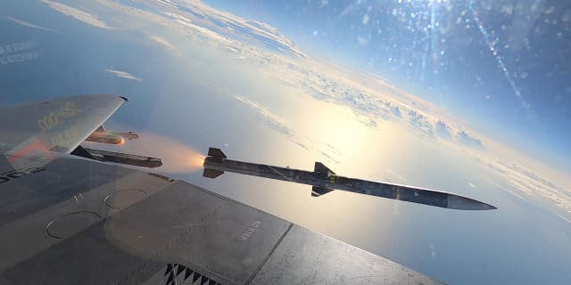 The F-15EX Eagle II fighter can carry up to 12 air-to-air missiles under its wings at one time.