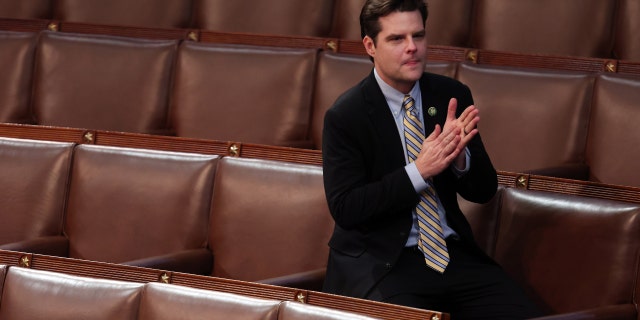 Rep.-elect Matt Gaetz, R-Fla., arrives at the House Chamber during the third day of elections for Speaker of the House at the US Capitol Building on Jan. 5, 2023, in Washington, DC 