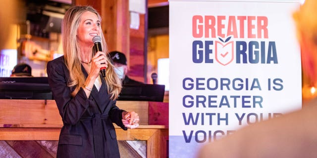 Former Sen. Kelly Loeffler, R-Ga., speaks to a kick-off event for Greater Georgia on February 21, 2021 in Atlanta.