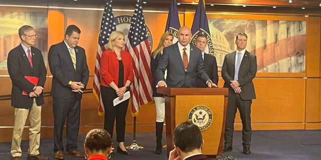 Republican lawmakers hold a press conference to discuss President Biden's handling of the border crisis. 