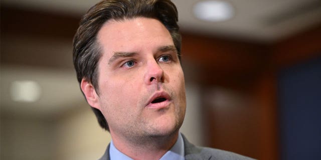 Matt Gaetz speaks with reporters