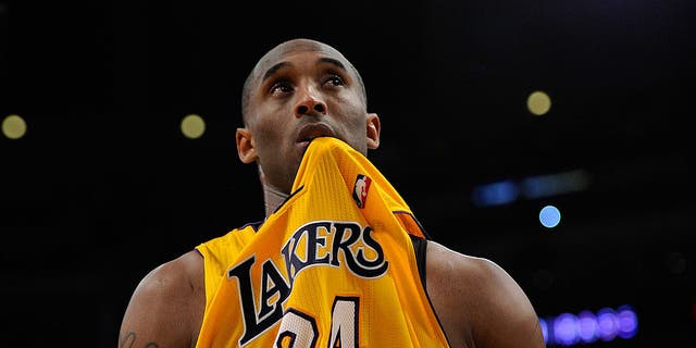 Kobe Bryant #24 of the Los Angeles Lakers reacts late in the fourth quarter while taking on the Dallas Mavericks in Game One of the Western Conference Semifinals in the 2011 NBA Playoffs at Staples Center on May 2, 2011, in Los Angeles, Calif.