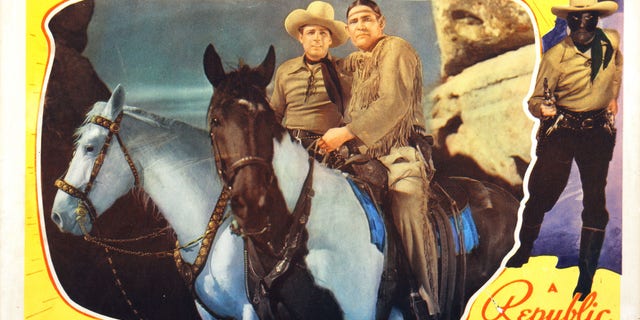 "The Lone Ranger Rides Again," lobby card, from left: Robert Livingston, Chief Thundercloud in "Chapter 1: The Lone Ranger Returns," 1939. 