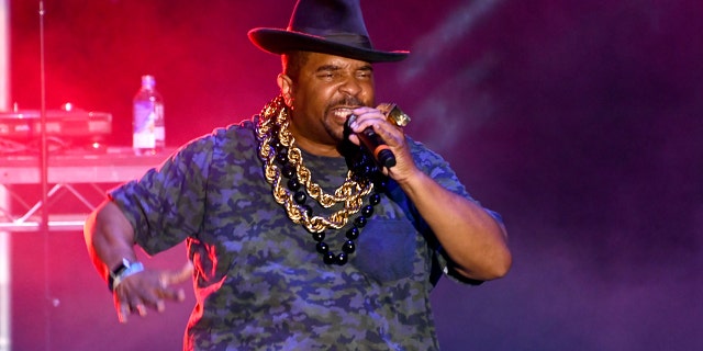 Rapper Sir Mix-A-Lot performs on stage during the Hammer House Party at Five Point Amphitheater July 13, 2019, in Irvine, California.