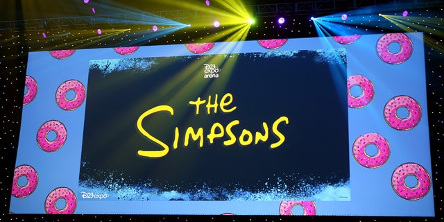 A view of the screen at The Simpsons! panel during the 2019 D23 Expo at Anaheim Convention Center on August 24, 2019 in Anaheim, California. 