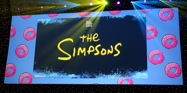 A view of the screen at The Simpsons! panel during the 2019 D23 Expo at Anaheim Convention Center on August 24, 2019 in Anaheim, California. 