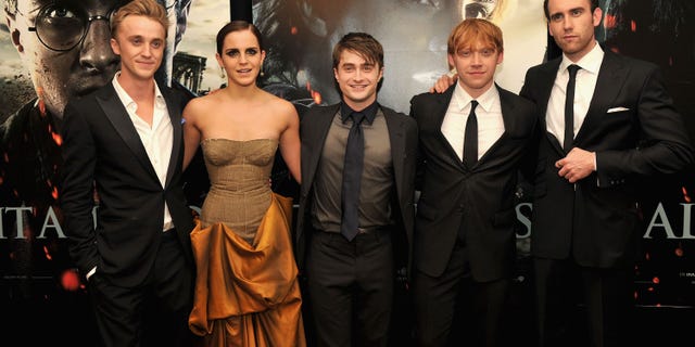 (L-R) Tom Felton, Emma Watson, Daniel Radcliffe, Rupert Grint and Matthew Lewis attend the New York premiere of "Harry Potter And The Deathly Hallows: Part 2" at Avery Fisher Hall, Lincoln Center on July 11, 2011 in New York City.