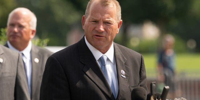 Rep. Troy Nehls (R-TX) speaks during a press conference at the Capitol Triangle on July 21, 2022 in Washington, DC.