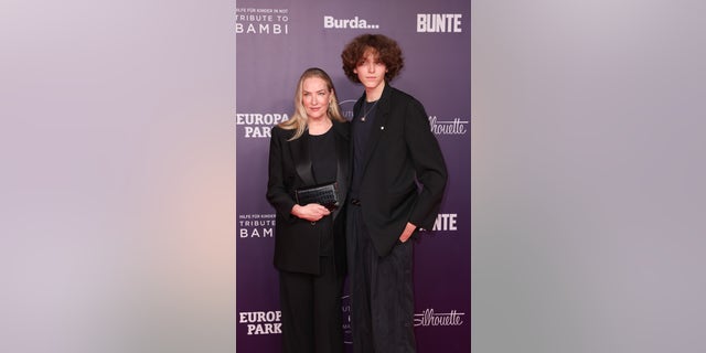 Patitz and her son, Jonah Johnson, attend the recent Tribute to Bambi 2022 in Berlin.