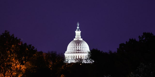 A night view of The Capitol building dome in Washington D.C. on October 20, 2022. 