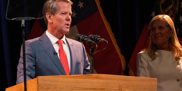 Republican Gov. Brian Kemp and wife Marty in Atlanta, Georgia on November 8, 2022. 