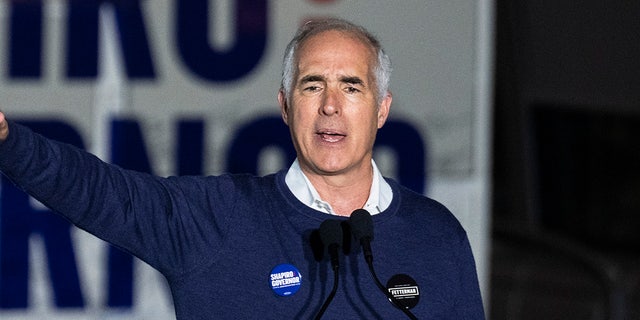 Sen. Bob Casey, D-Pa., speaks during a campaign rally in Newtown, Pa., Nov. 6, 2022.