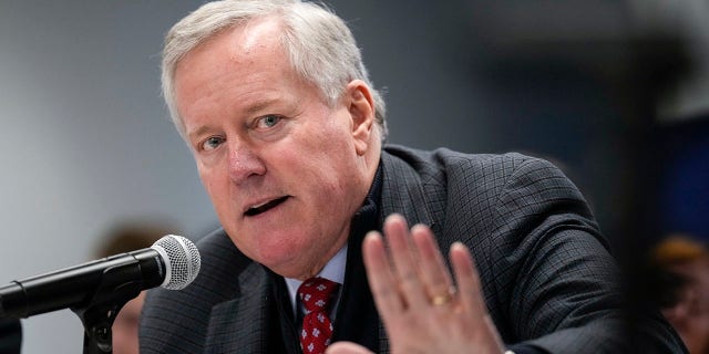 Mark Meadows, chief of staff during the Trump administration, speaks during a forum at FreedowmWorks headquarters on Nov. 14, 2022, in Washington, D.C.