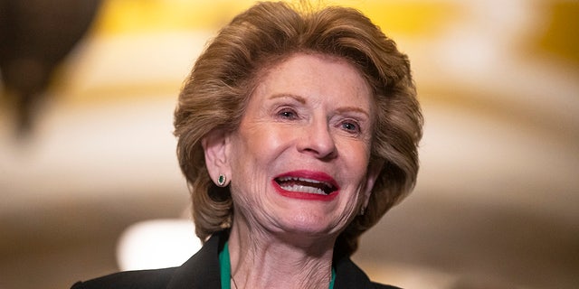 Sen. Debbie Stabenow speaks to the media during the weekly Senate Democrat Leadership press conference at the Capitol on Dec. 13, 2022.