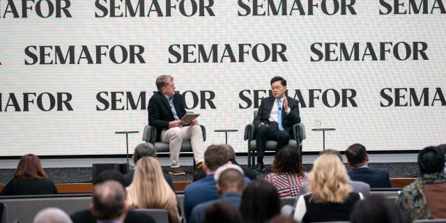 Qin Gang speaks during a discussion hosted by Semafor, in Washington, D.C., Dec. 12, 2022.