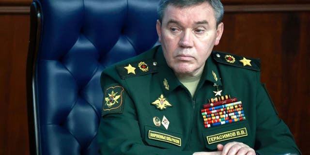 Gen. Valery Gerasimov attends an expanded meeting at the National Defense Control Centre in Moscow, on Dec. 21, 2022.