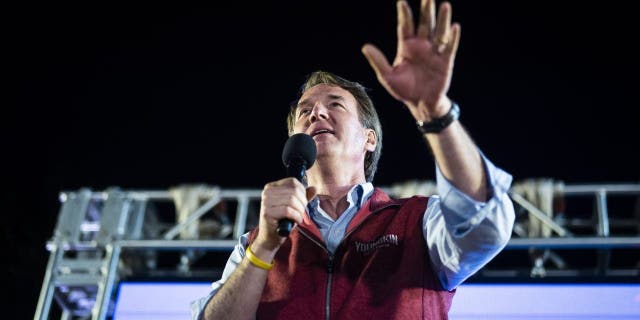 Virginia Gov. Glenn Youngkin, speaks during a rally at Ballyhoos restaurant one day before the midterm elections on Monday, Nov. 7, 2022, in Virginia Beach, VA.