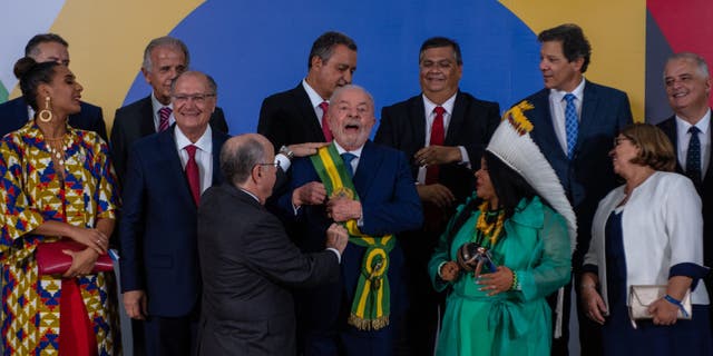 The new Brazilian president, Luiz Inacio Lula da Silva, met with an Iranian delegation led by the country's vice president during his inauguration ceremony last month. (Maira Erlich / Bloomberg via Getty Images / File)