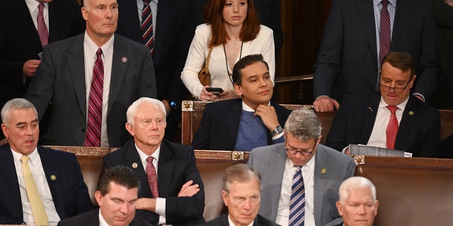 Rep.-elect George Santos sits in the House chambers during the opening day of the 118th Congress Tuesday, Jan. 3, 2023.