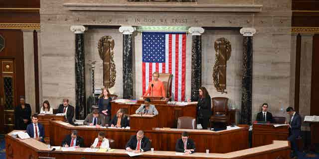 House Clerk Cheryl Johnson presides as voting continues for new speaker at the U.S. Capitol on Jan. 5, 2023.