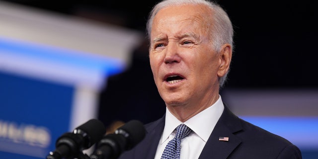 President Biden speaks in the Eisenhower Executive Office Building in Washington, DC, on Jan. 12, 2023.