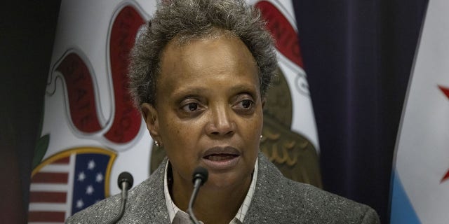 Mayor Lori Lightfoot, seen here in 2022, said Thursday that recruitment emails sent by her campaign staffers to Chicago Public Schools teachers were sent by mistake.