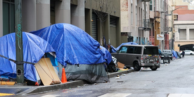 Tents on the sidewalk