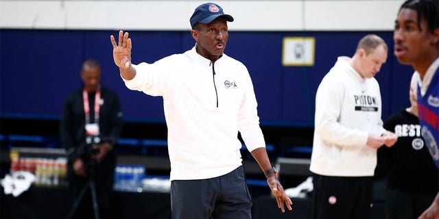 Dwane Casey, of the Detroit Pistons, during practice and media availability as part of NBA Paris Games 2023 at the Palais des sports Marcel-Cerdan on Jan. 17, 2023 in Paris.