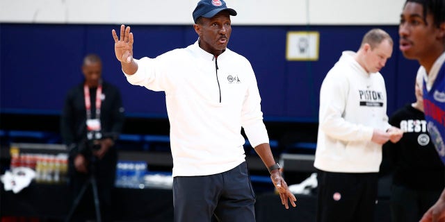 Dwane Casey, of the Detroit Pistons, during practice and media availability as part of NBA Paris Games 2023 at the Palais des sports Marcel-Cerdan on Jan. 17, 2023 in Paris.