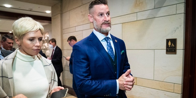 Rep. Greg Steube, R-Fla., heads to a closed-door Republican leadership candidate forum, on Monday, Nov. 14, 2022 in Washington, DC. 