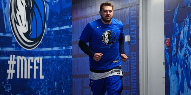 Luka Doncic of the Mavericks before the Atlanta Hawks game on Jan. 18, 2023, in Dallas, Texas.