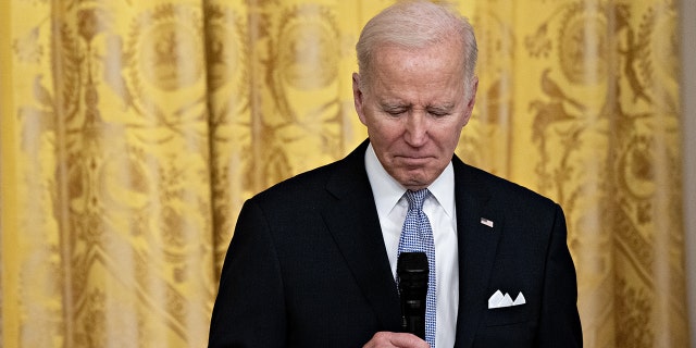 US President Joe Biden in the East Room of the White House in Washington, DC, US, on Friday, Jan. 20, 2023. 