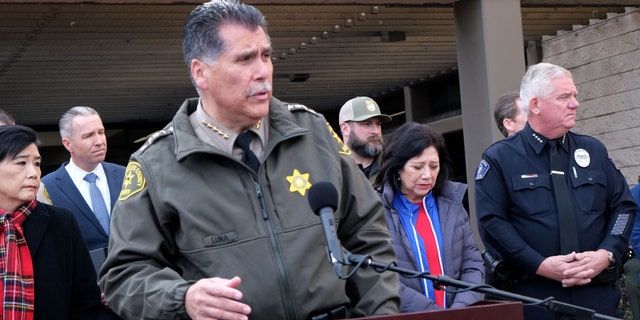 FILE: Los Angeles County Sheriff Robert G. Luna, Homicide Bureau Captain Andrew Meyer; FBI Assistant Director Donald Alway, Los Angeles Field Office; Monterey Park Mayor Henry Lo; Monterey Park City Manager Ron Bow; Monterey Park Chief of Police Scott Wiese and County and Community Leaders discuss the recent mass shooting that occurred in Monterey Park at the Monterey Park City Hall on Sunday, Jan. 22, 2023.