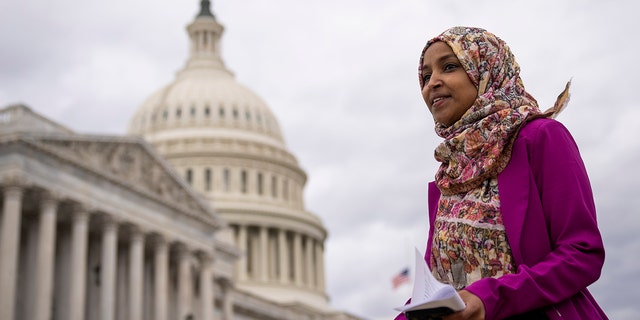 Rep. Ilhan Omar, D-Minnesota, outside the U.S. Capitol January 26, 2023, in Washington, DC. 